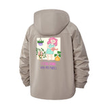 Whimsical Plant Mom Unisex Full-Zip Printed Waterproof Hooded Windbreaker