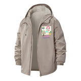 Whimsical Plant Mom Unisex Full-Zip Printed Waterproof Hooded Windbreaker
