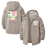 Whimsical Plant Mom Unisex Full-Zip Printed Waterproof Hooded Windbreaker
