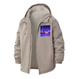 Tropical Sunset Unisex Full-Zip Printed Waterproof Hooded Windbreaker