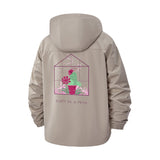 Cactus Illustration Unisex Full-Zip Printed Waterproof Hooded Windbreaker