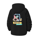 Cute Rock Character Unisex Full-Zip Printed Waterproof Hooded Windbreaker