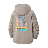 Cute Rock Character Unisex Full-Zip Printed Waterproof Hooded Windbreaker