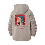 Bold Anime Character Unisex Full-Zip Printed Waterproof Hooded Windbreaker