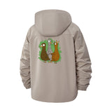 Whimsical Bird Illustration Unisex Full-Zip Printed Waterproof Hooded Windbreaker