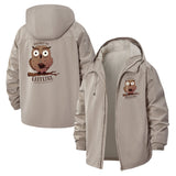 Surprised Cartoon Face Unisex Full-Zip Printed Waterproof Hooded Windbreaker