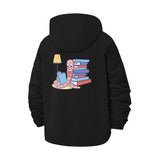 Bookworm Reading Unisex Full-Zip Printed Waterproof Hooded Windbreaker