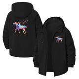 Horse and Nature Silhouette Unisex Full-Zip Printed Waterproof Hooded Windbreaker