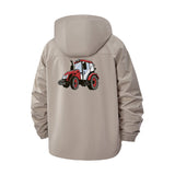 Tractor Motif Unisex Full-Zip Printed Waterproof Hooded Windbreaker