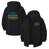 Retro Sunset Graphic Unisex Full-Zip Printed Waterproof Hooded Windbreaker