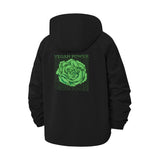 Vegan Power Rose Unisex Full-Zip Printed Waterproof Hooded Windbreaker