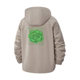Vegan Power Rose Unisex Full-Zip Printed Waterproof Hooded Windbreaker