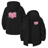 Retro Script Heart Unisex Full-Zip Printed Waterproof Hooded Windbreaker