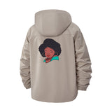 Afro Portrait Unisex Full-Zip Printed Waterproof Hooded Windbreaker