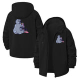 Chill Bear Eating Pizza Unisex Full-Zip Printed Waterproof Hooded Windbreaker