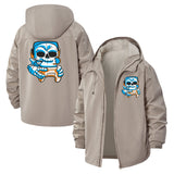 Gamer Skull Unisex Full-Zip Printed Waterproof Hooded Windbreaker