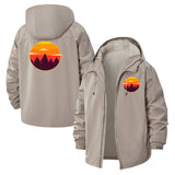 Sunset Forest Unisex Full-Zip Printed Waterproof Hooded Windbreaker