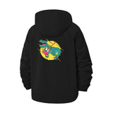 Cartoon Dinosaur Unisex Full-Zip Printed Waterproof Hooded Windbreaker