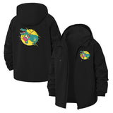 Cartoon Dinosaur Unisex Full-Zip Printed Waterproof Hooded Windbreaker