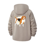 Beagle Illustration Unisex Full-Zip Printed Waterproof Hooded Windbreaker