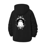 Ghost Floral Frame Unisex Full-Zip Printed Waterproof Hooded Windbreaker