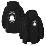 Ghost Floral Frame Unisex Full-Zip Printed Waterproof Hooded Windbreaker