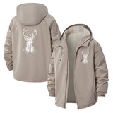 Deer Skull Tree Unisex Full-Zip Printed Waterproof Hooded Windbreaker