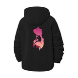 Mountain Biker Silhouette Unisex Full-Zip Printed Waterproof Hooded Windbreaker