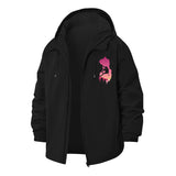 Mountain Biker Silhouette Unisex Full-Zip Printed Waterproof Hooded Windbreaker