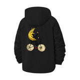 Banana Bicycle Illustration Unisex Full-Zip Printed Waterproof Hooded Windbreaker