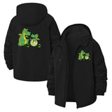 Playful Dinosaur Family Unisex Full-Zip Printed Waterproof Hooded Windbreaker