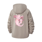 Cute Axolotl Family Unisex Full-Zip Printed Waterproof Hooded Windbreaker