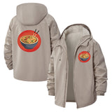 Ramen Bowl Unisex Full-Zip Printed Waterproof Hooded Windbreaker