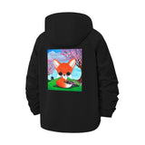 Fox and Blossoms Unisex Full-Zip Printed Waterproof Hooded Windbreaker