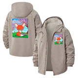 Fox and Blossoms Unisex Full-Zip Printed Waterproof Hooded Windbreaker