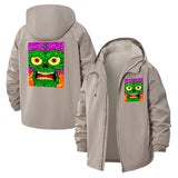 Psychedelic Zombie Face Unisex Full-Zip Printed Waterproof Hooded Windbreaker