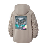 Playful Puppy Art Unisex Full-Zip Printed Waterproof Hooded Windbreaker