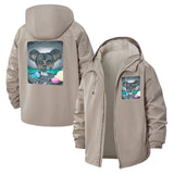 Playful Puppy Art Unisex Full-Zip Printed Waterproof Hooded Windbreaker