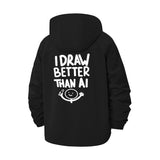 Hand-Drawn Humor Unisex Full-Zip Printed Waterproof Hooded Windbreaker