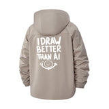 Hand-Drawn Humor Unisex Full-Zip Printed Waterproof Hooded Windbreaker