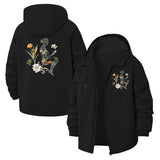Botanical Figure Art Unisex Full-Zip Printed Waterproof Hooded Windbreaker