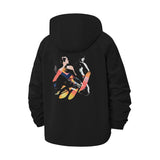 Abstract Athletic Figure Unisex Full-Zip Printed Waterproof Hooded Windbreaker