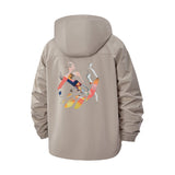 Abstract Athletic Figure Unisex Full-Zip Printed Waterproof Hooded Windbreaker