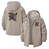 Succulent Flower Unisex Full-Zip Printed Waterproof Hooded Windbreaker