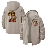 Vintage Rose Portrait Unisex Full-Zip Printed Waterproof Hooded Windbreaker