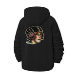 Vintage Pin-Up Portrait Unisex Full-Zip Printed Waterproof Hooded Windbreaker