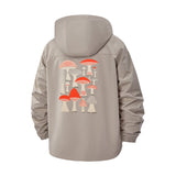 Whimsical Mushroom Unisex Full-Zip Printed Waterproof Hooded Windbreaker