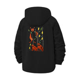 Bear Family Illustration Unisex Full-Zip Printed Waterproof Hooded Windbreaker