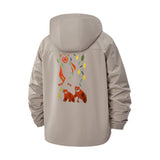 Bear Family Illustration Unisex Full-Zip Printed Waterproof Hooded Windbreaker