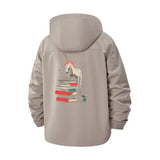 Unicorn and Books Unisex Full-Zip Printed Waterproof Hooded Windbreaker